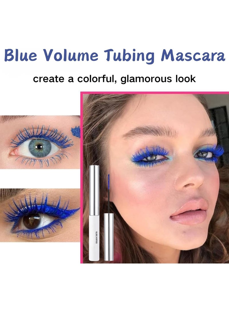 SHEBEEDO Blue Mascara,Blue Volume Tubing Mascara with Soft Brush,5D Fiber Eyelash,Lash Sensational Volumizing and Thickening Mascaras,Long-Lasting Waterproof Lash for Party,Halloween MakeUp - Image 5
